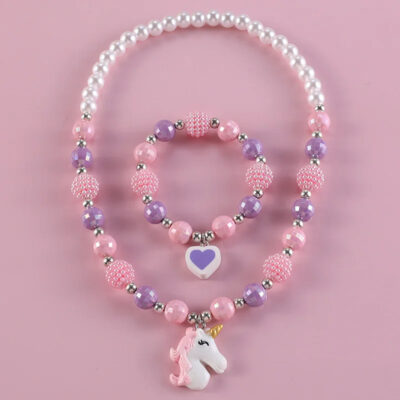 Süße Kaninchen Anhänger Halskette für Mädchen, Herz Perlen,  Halskette für Kinder, Modeschmuck, Accessoires